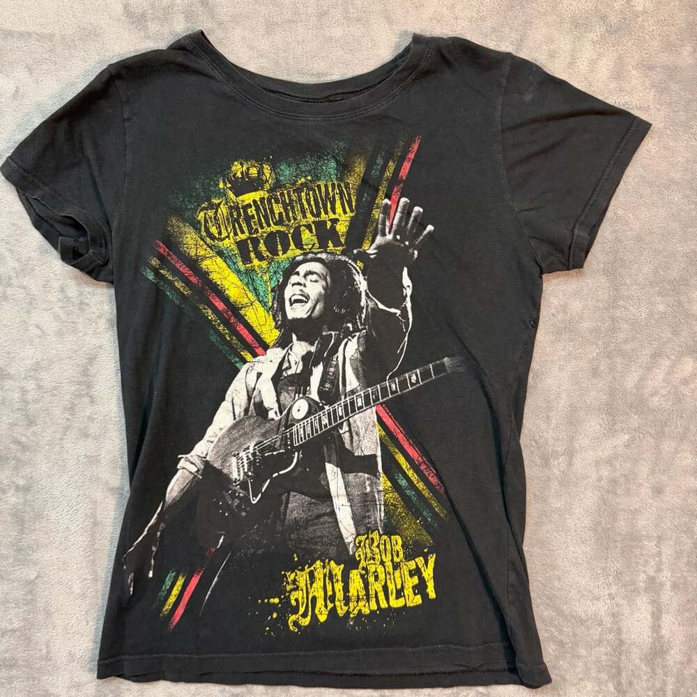 Zion Rootswear Bob Marley Trenchtown Rock T-Shirt Size L Black